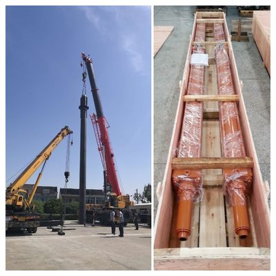 21 Mpa ضغط العمل واحد التصرف الثقيلة الواجب 3 مرحلة الأسطوانات الهيدروليكية مع 27SiMn أنبوب الأسطوانة